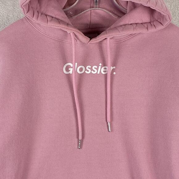 Glossier Hoodie Pullover Womens M Pink Classic Streetwear Preppy Yoga Workout - Picture 3 of 10